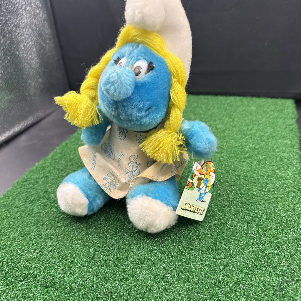 Vintage‎ 1981 Blue Smurfette 10" Plush Girl Doll PEYO Wallace Berries & Co